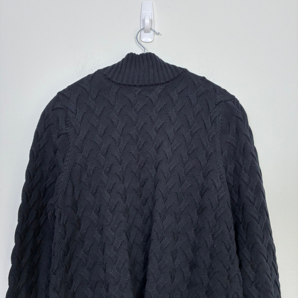 Lands' End Drifter Cable Knit Full Zip Mock Neck Sweater Men's L Fisherman 90s - Picture 8 of 9